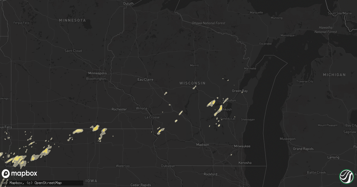 Hail map in Wisconsin on June 1, 2014
