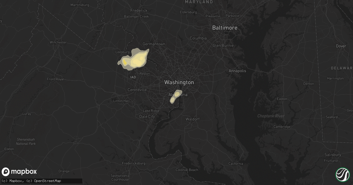 Hail map in Alexandria, VA on June 1, 2015