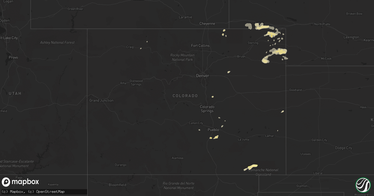 Hail map in Colorado on June 1, 2015