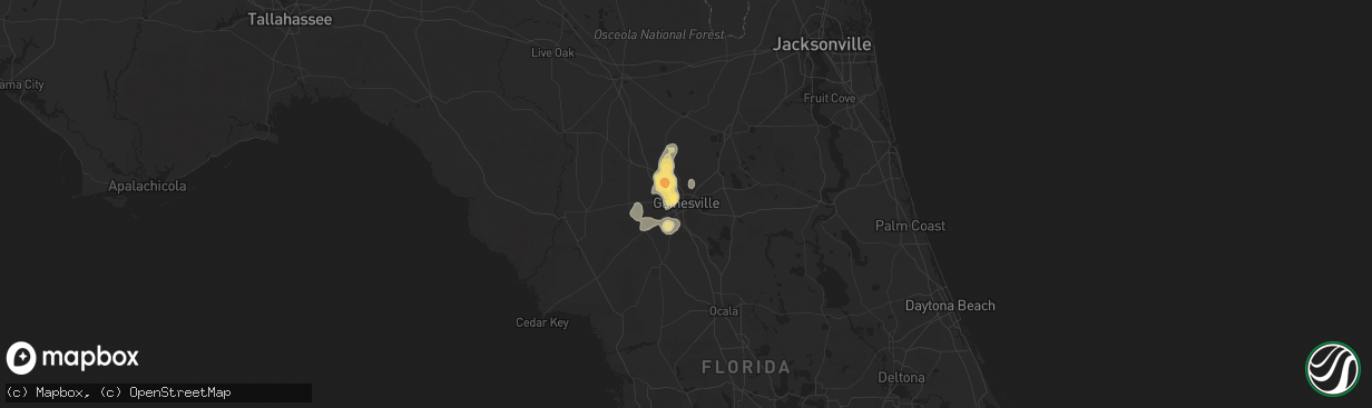 Hail map in Gainesville, FL on June 1, 2015