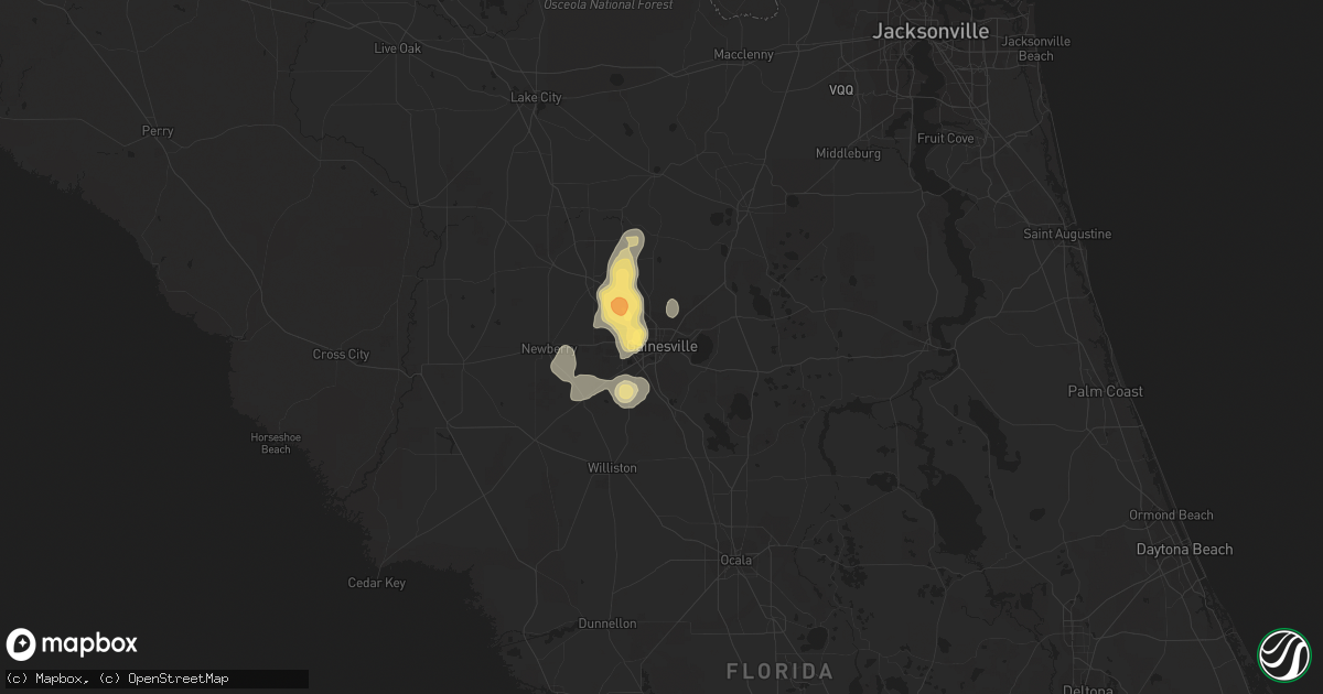 Hail map in Gainesville, FL on June 1, 2015