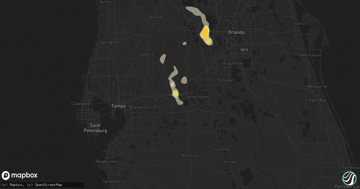 Hail map in Lakeland, FL on June 1, 2015
