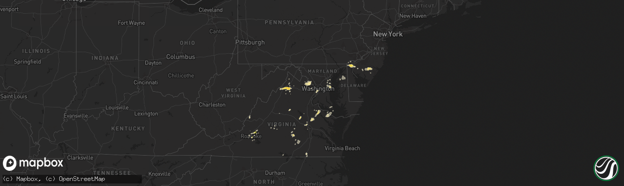 Hail map in Maryland on June 1, 2015