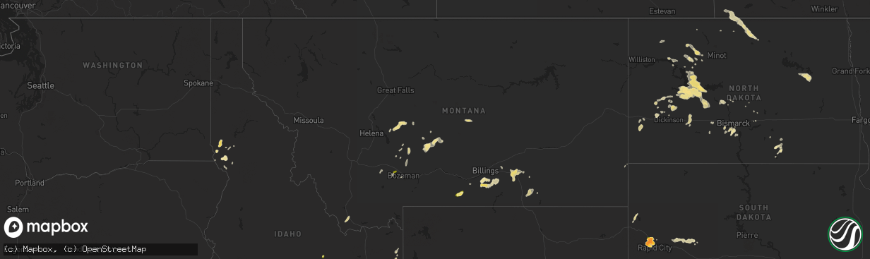 Hail map in Montana on June 1, 2015