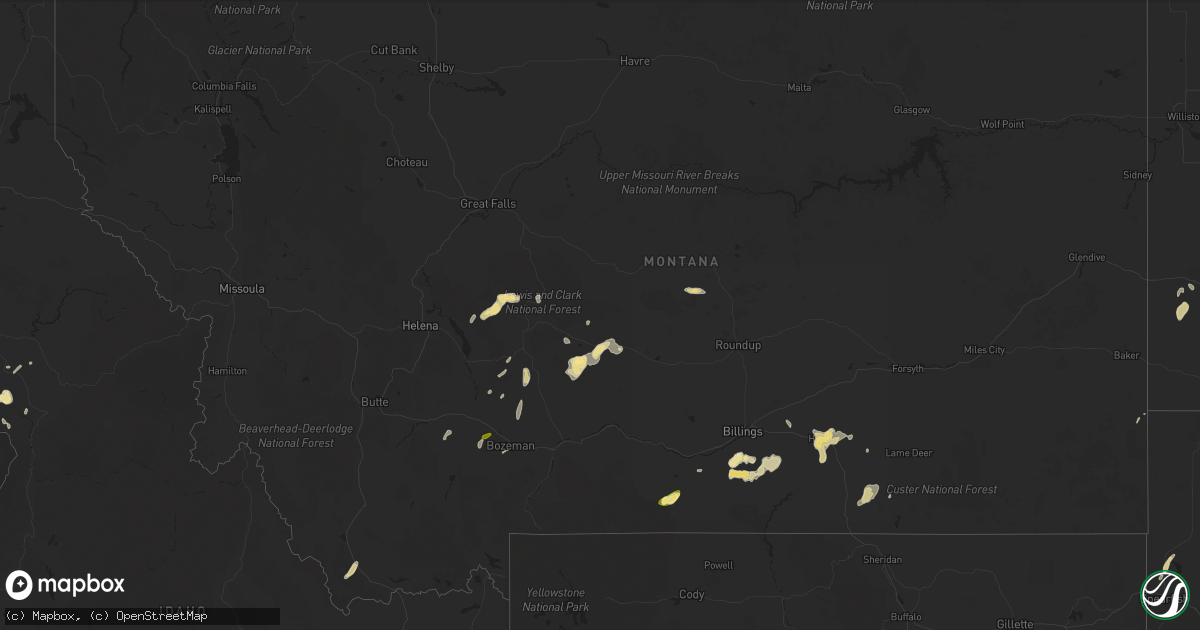 Hail map in Montana on June 1, 2015