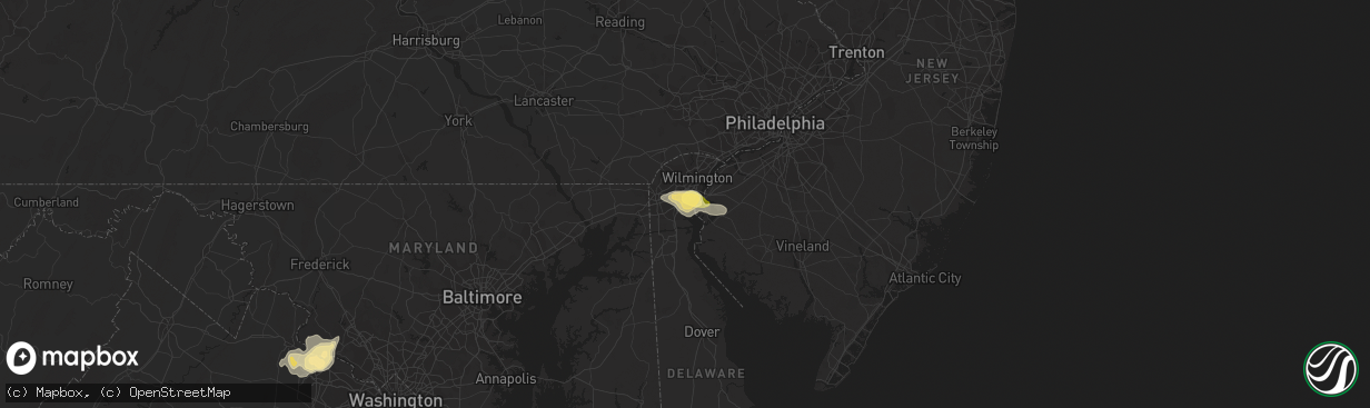 Hail map in New Castle, DE on June 1, 2015