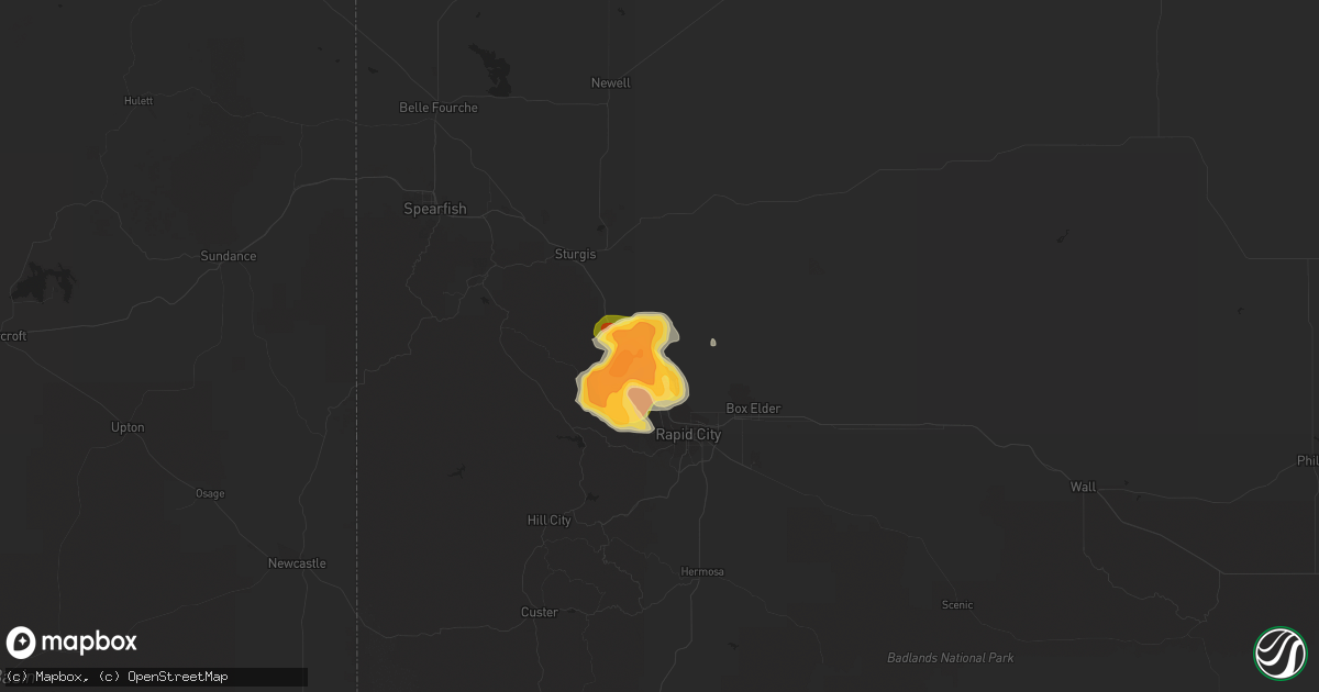 Hail map in Piedmont, SD on June 1, 2015