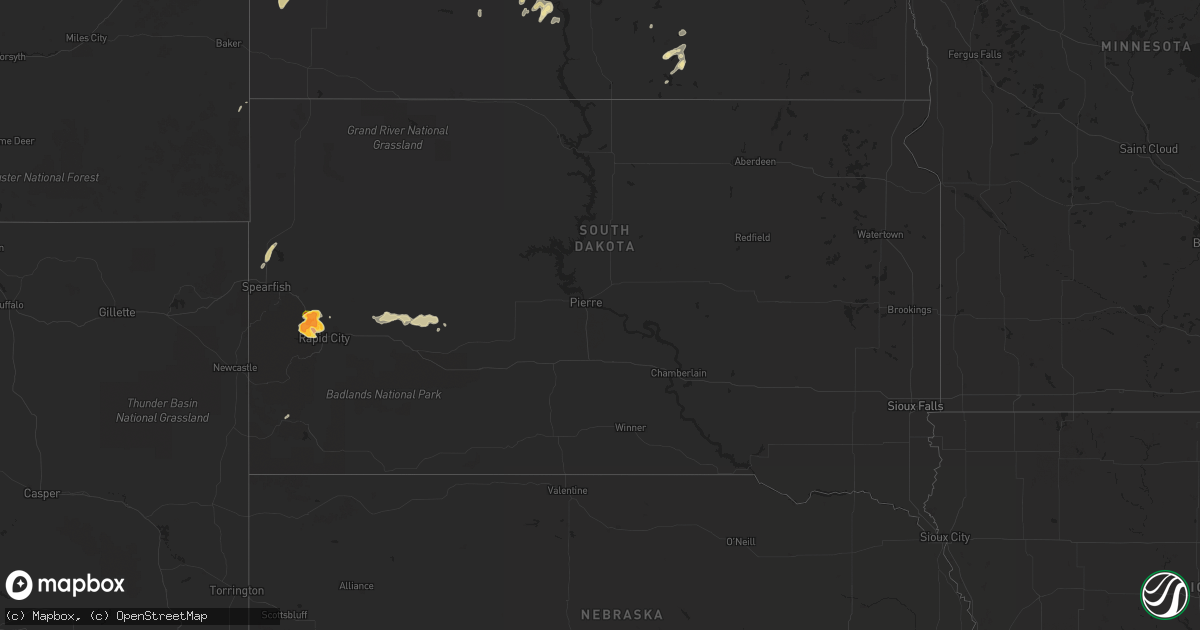 Hail map in South Dakota on June 1, 2015
