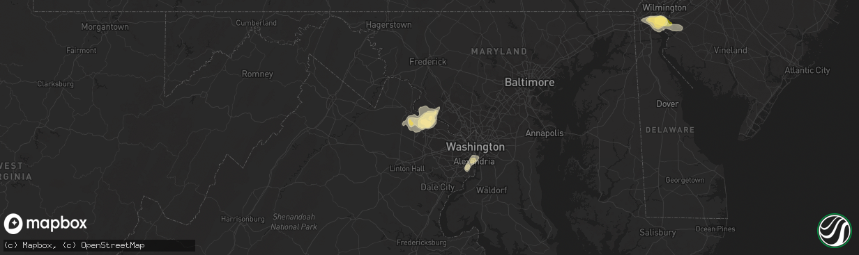 Hail map in Sterling, VA on June 1, 2015