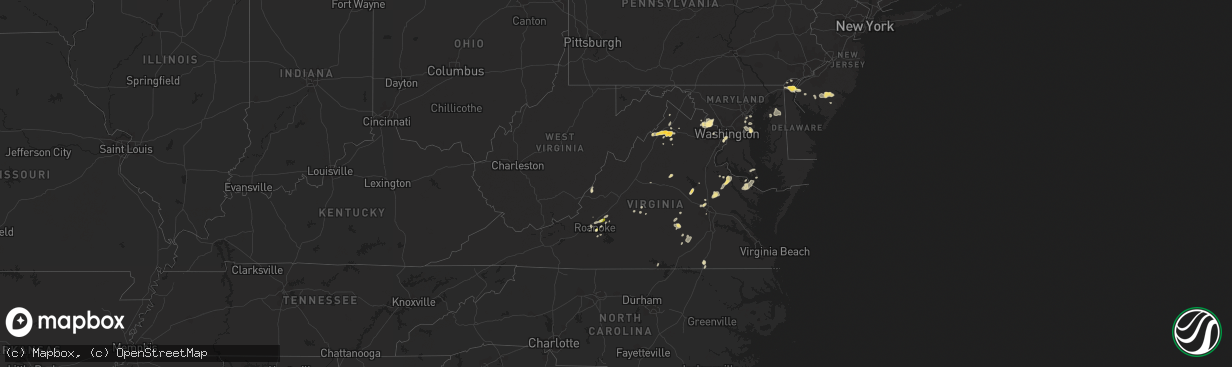 Hail map in Virginia on June 1, 2015
