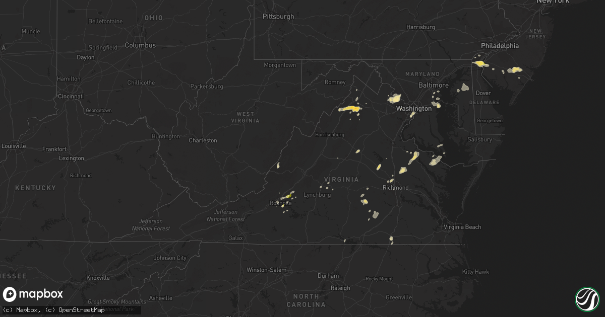 Hail map in Virginia on June 1, 2015