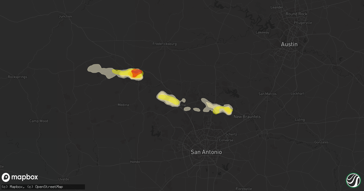 Hail map in Boerne, TX on June 1, 2016