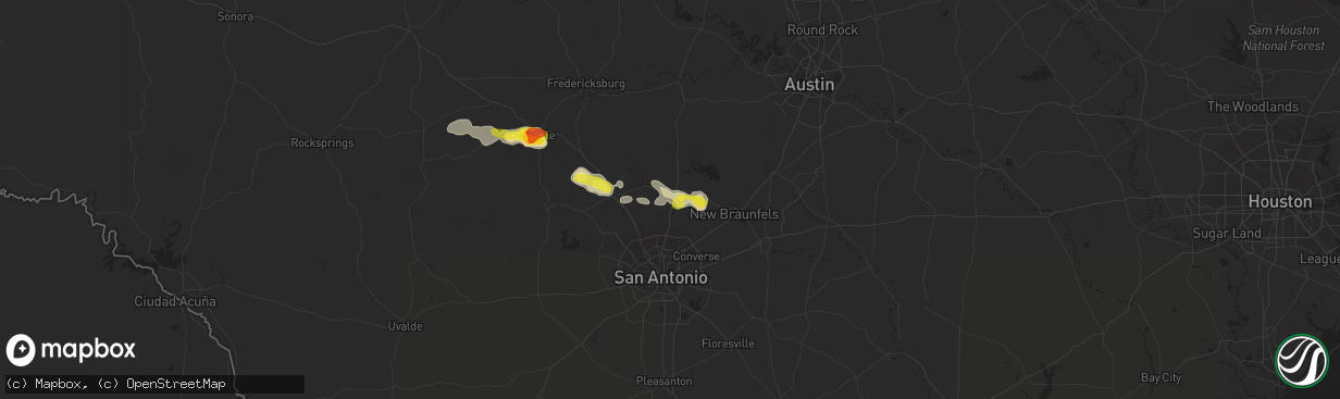 Hail map in Bulverde, TX on June 1, 2016