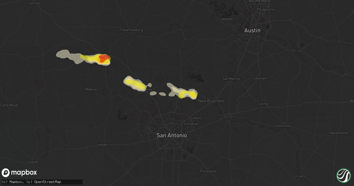Hail map in Bulverde, TX on June 1, 2016