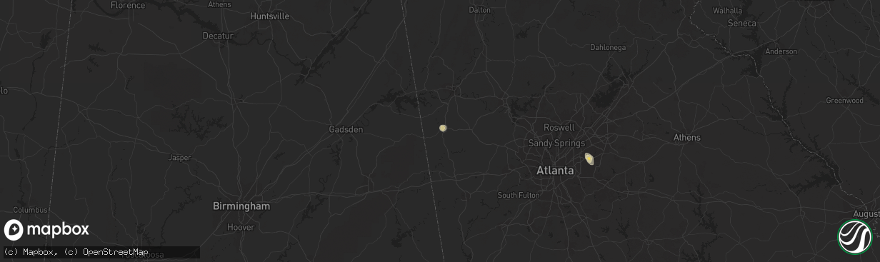 Hail map in Cedartown, GA on June 1, 2016