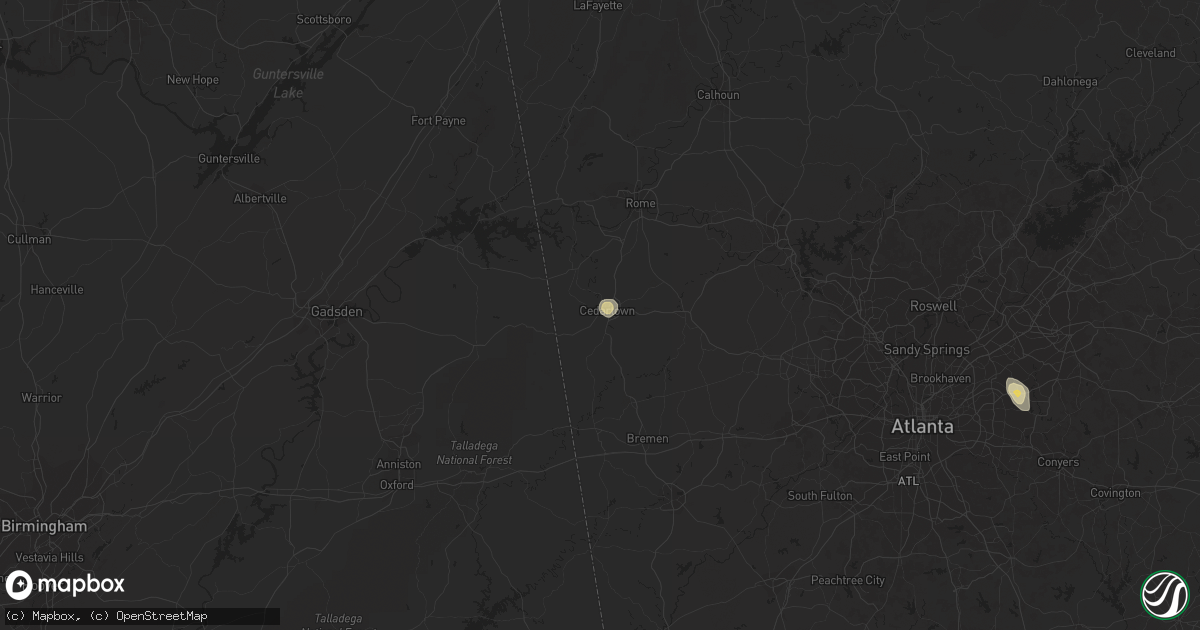 Hail map in Cedartown, GA on June 1, 2016