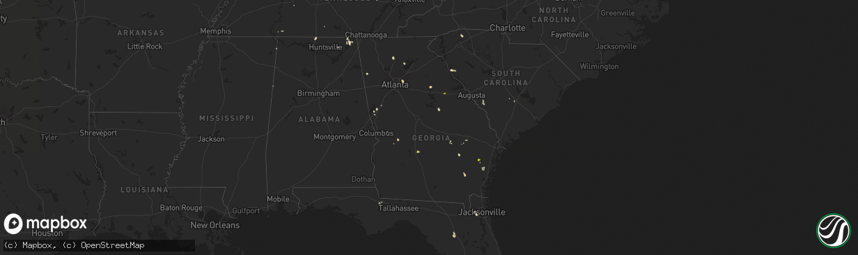 Hail map in Georgia on June 1, 2016