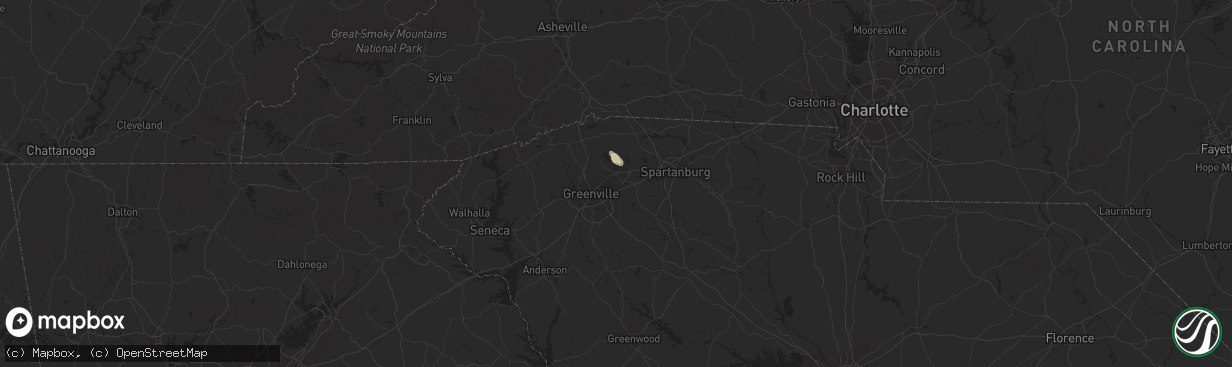 Hail map in Greer, SC on June 1, 2016