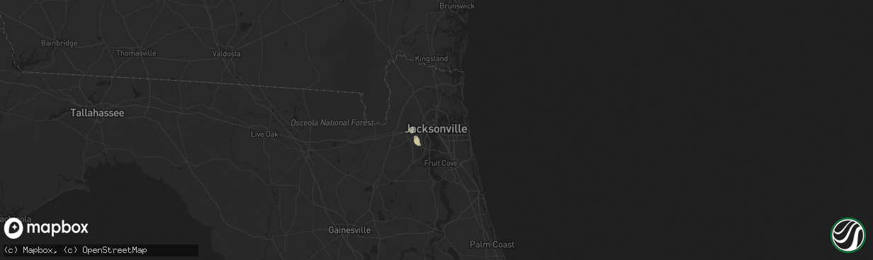 Hail map in Jacksonville, FL on June 1, 2016