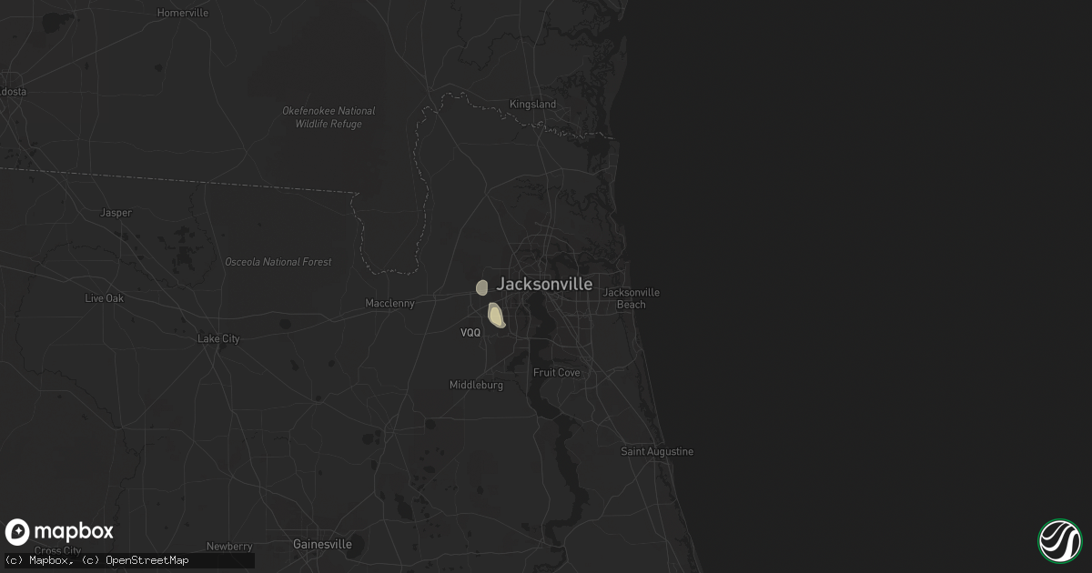 Hail map in Jacksonville, FL on June 1, 2016