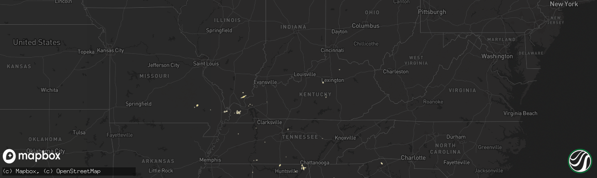 Hail map in Kentucky on June 1, 2016