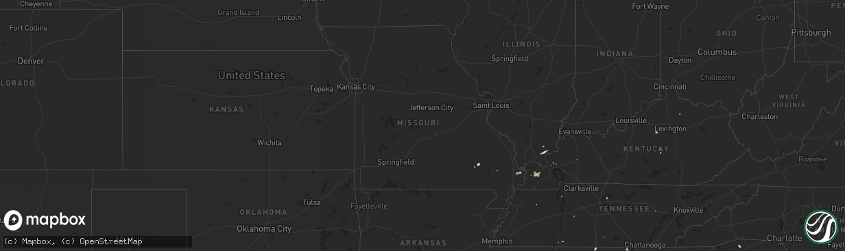 Hail map in Missouri on June 1, 2016