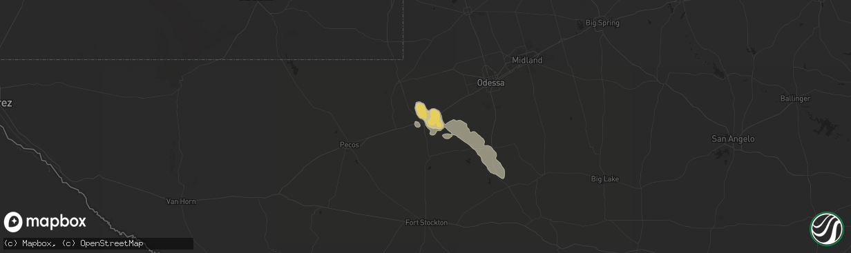 Hail map in Monahans, TX on June 1, 2016