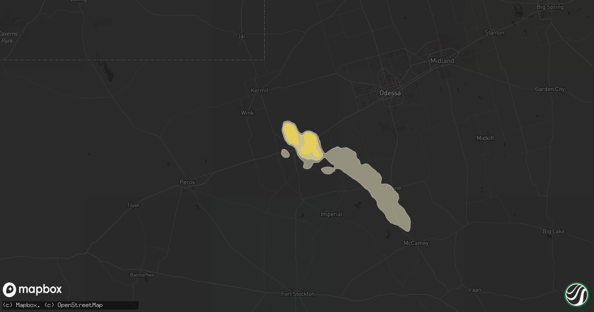 Hail map in Monahans, TX on June 1, 2016