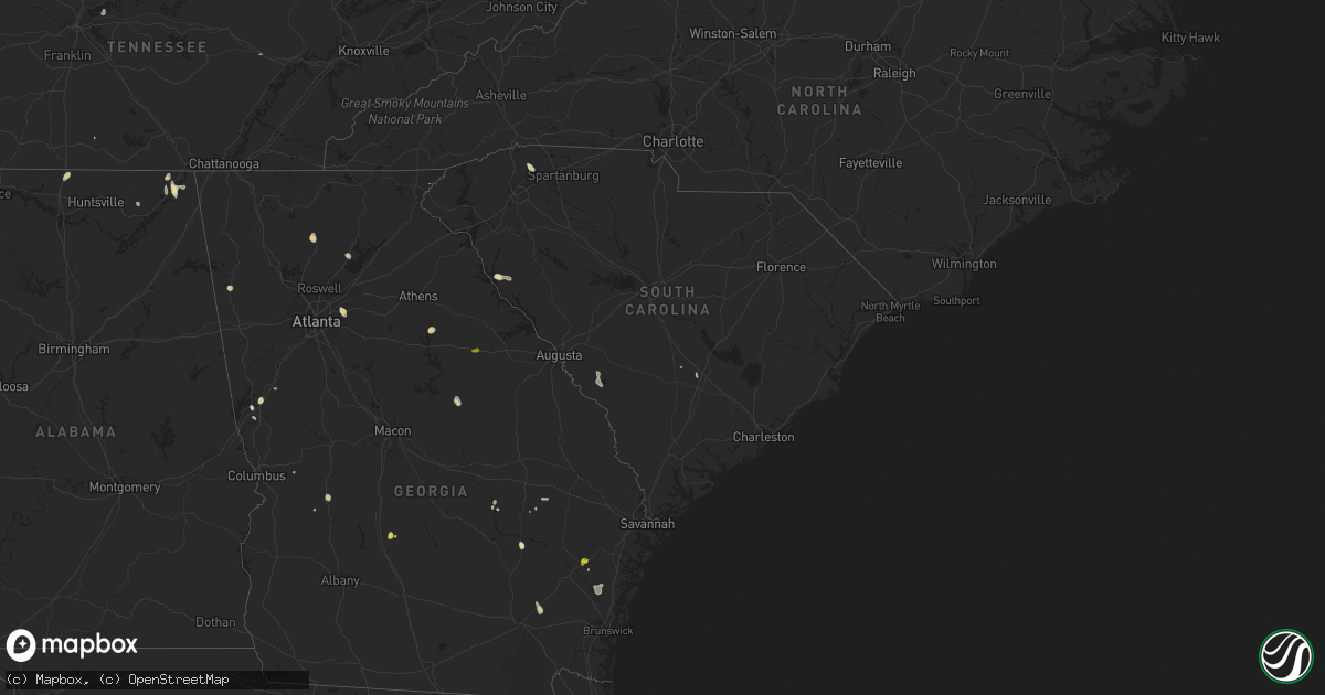 Hail map in South Carolina on June 1, 2016