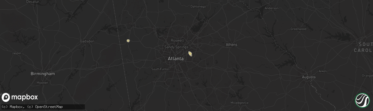 Hail map in Stone Mountain, GA on June 1, 2016