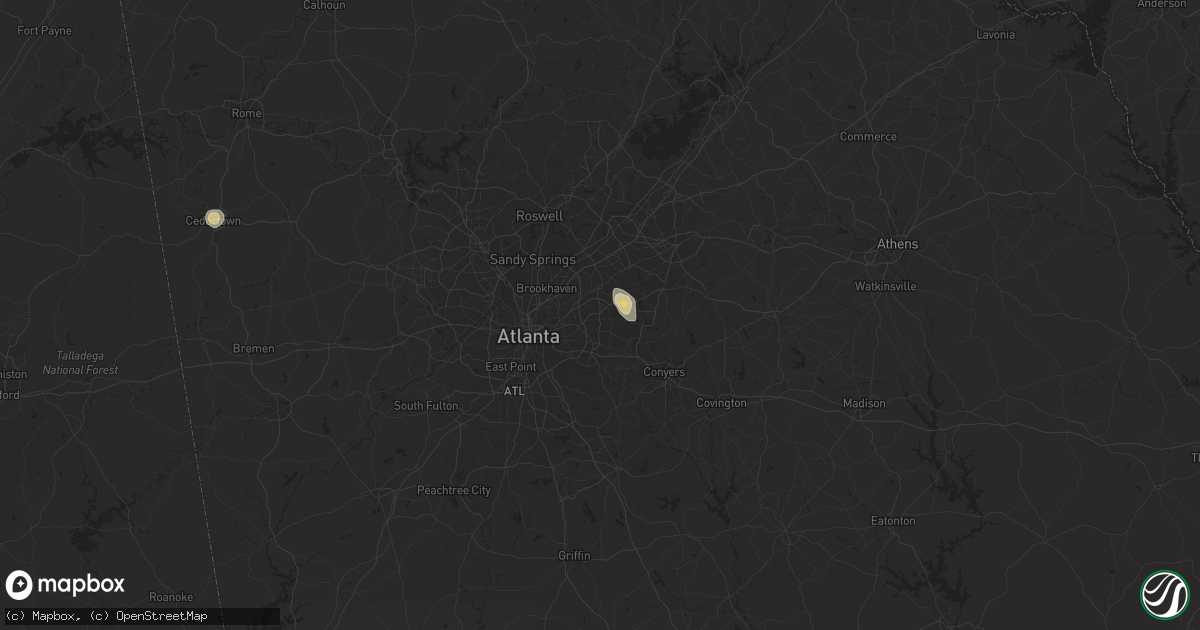 Hail map in Stone Mountain, GA on June 1, 2016
