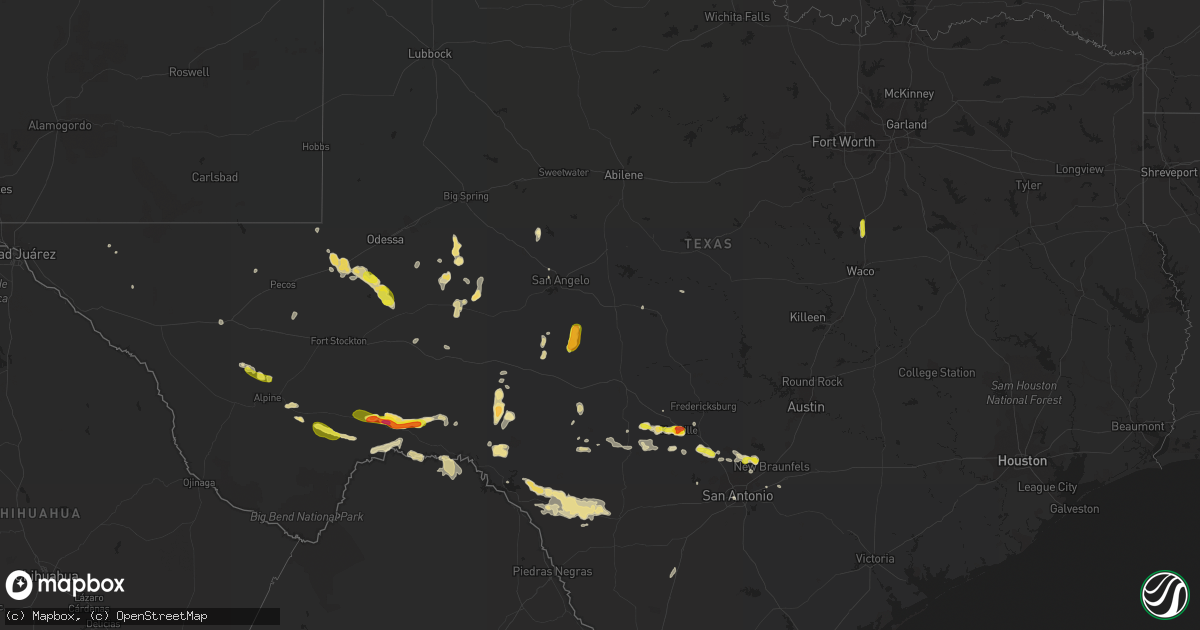 Hail map in Texas on June 1, 2016
