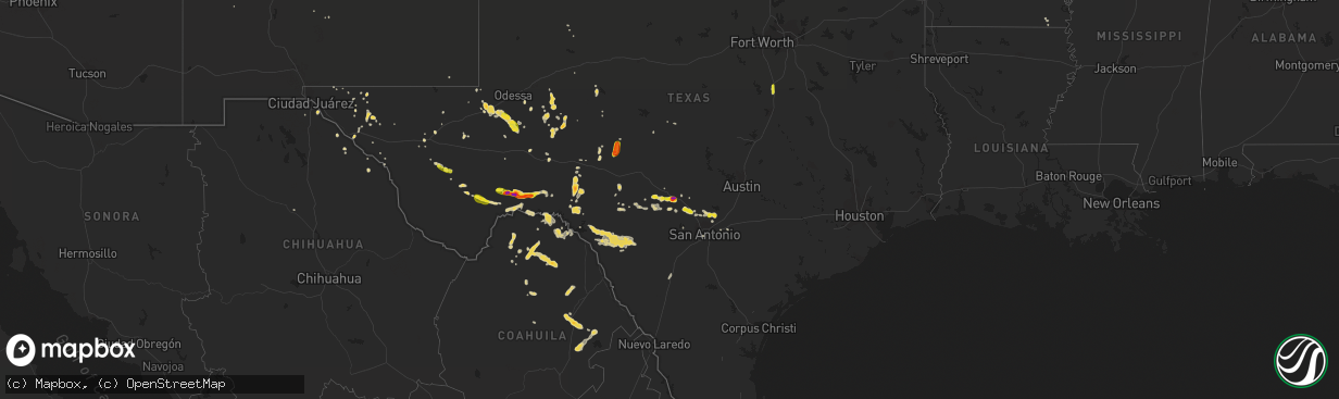 Hail map on June 1, 2016