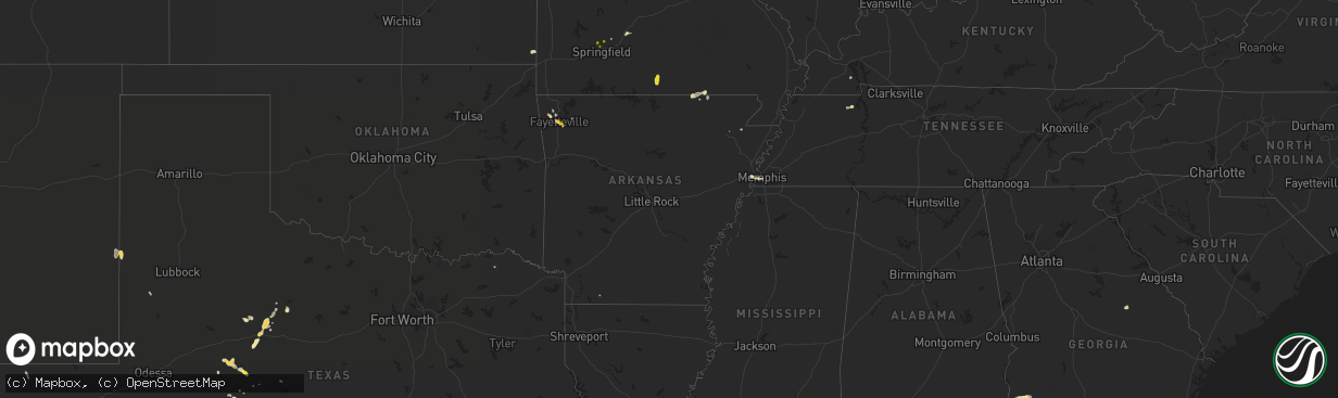 Hail map in Arkansas on June 1, 2017