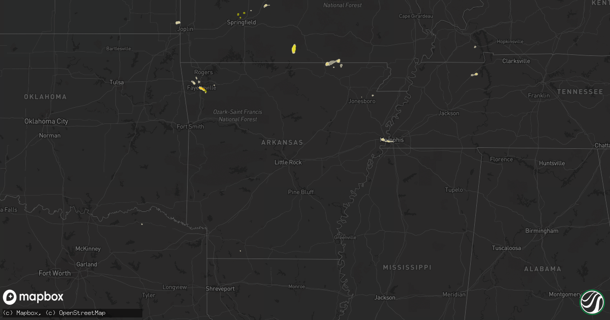 Hail map in Arkansas on June 1, 2017