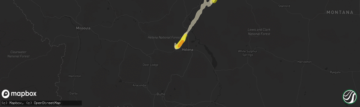 Hail map in Helena, MT on June 1, 2017