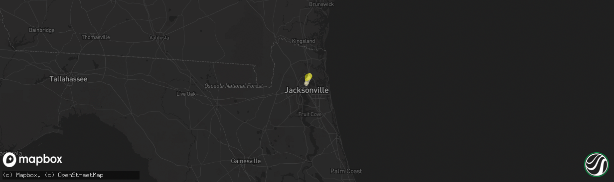 Hail map in Jacksonville, FL on June 1, 2017