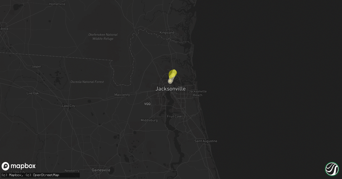 Hail map in Jacksonville, FL on June 1, 2017