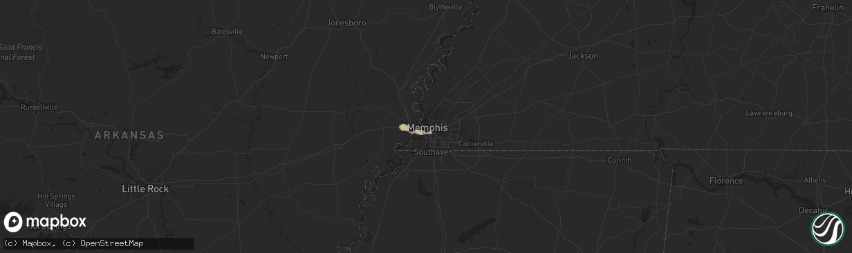 Hail map in Memphis, TN on June 1, 2017