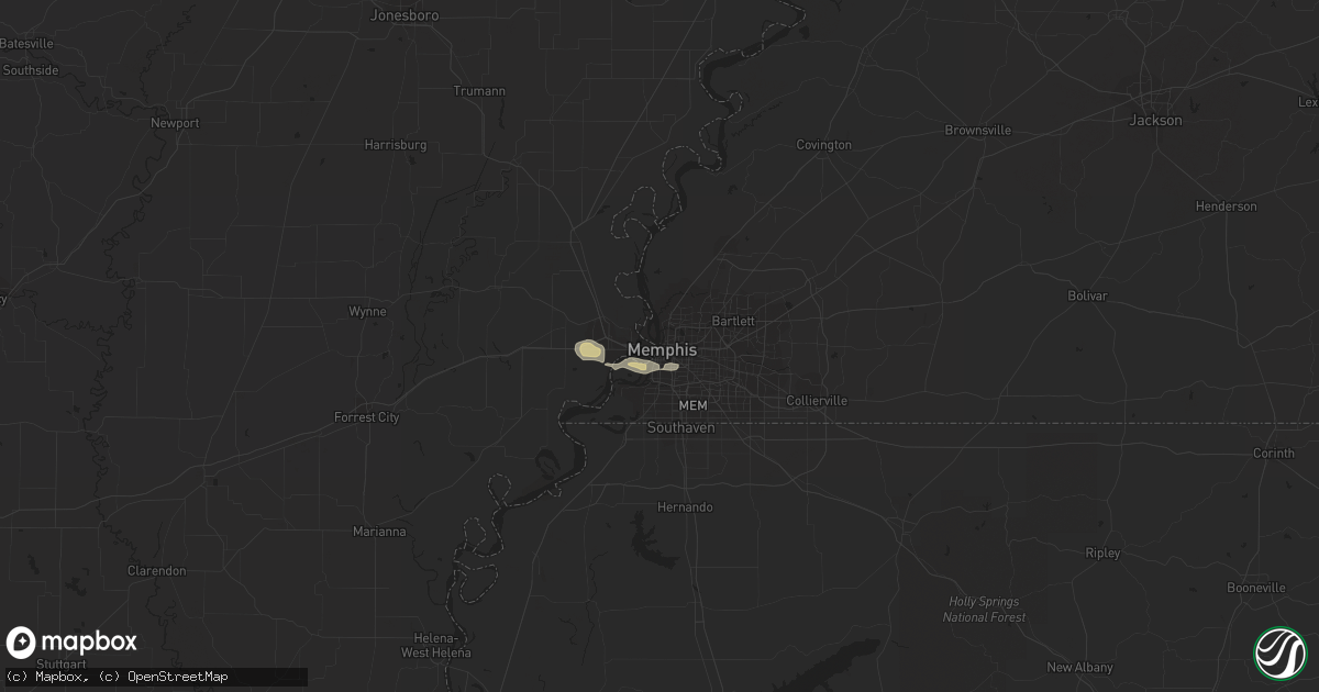 Hail map in Memphis, TN on June 1, 2017