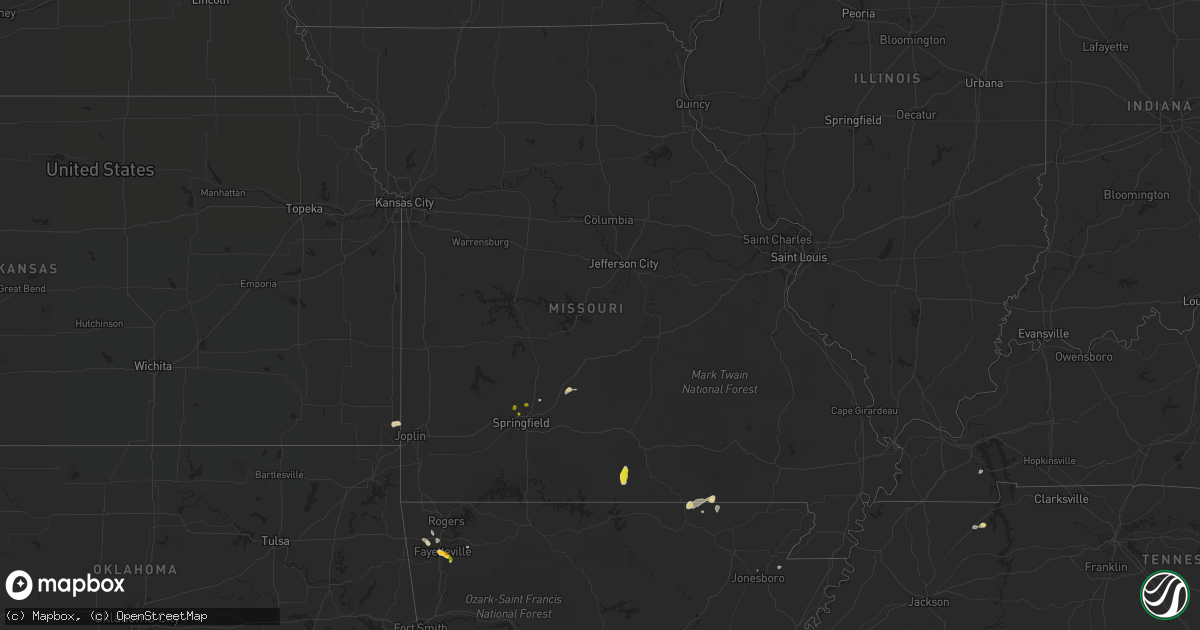 Hail map in Missouri on June 1, 2017