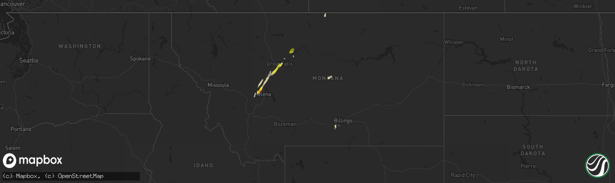 Hail map in Montana on June 1, 2017