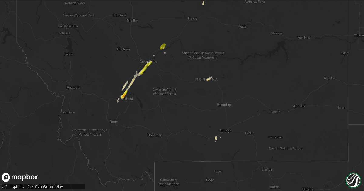Hail map in Montana on June 1, 2017