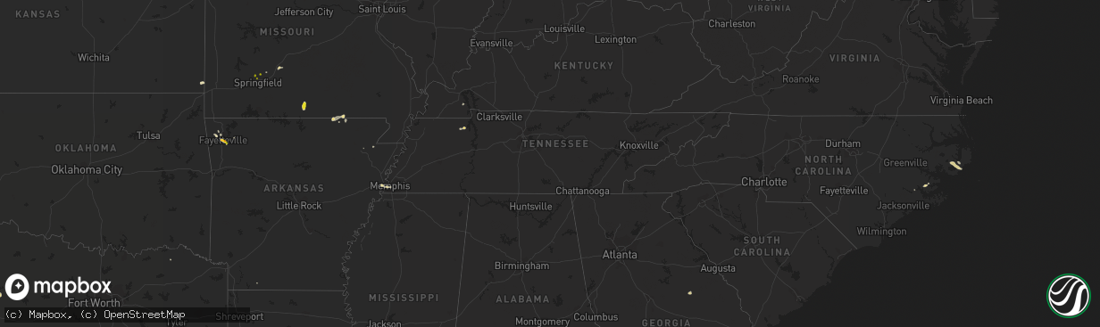 Hail map in Tennessee on June 1, 2017