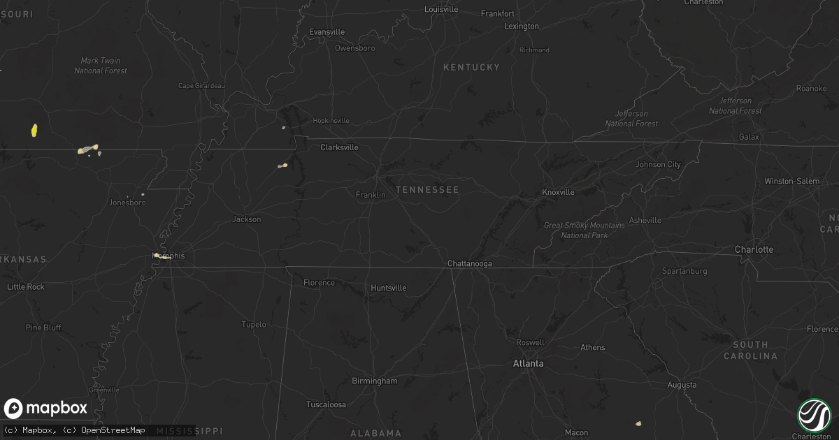 Hail map in Tennessee on June 1, 2017