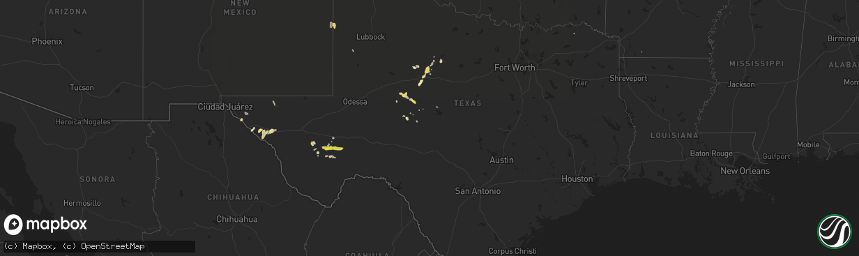 Hail map in Texas on June 1, 2017