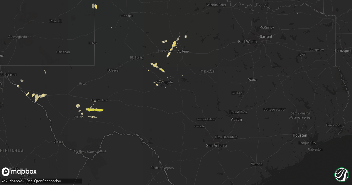 Hail map in Texas on June 1, 2017