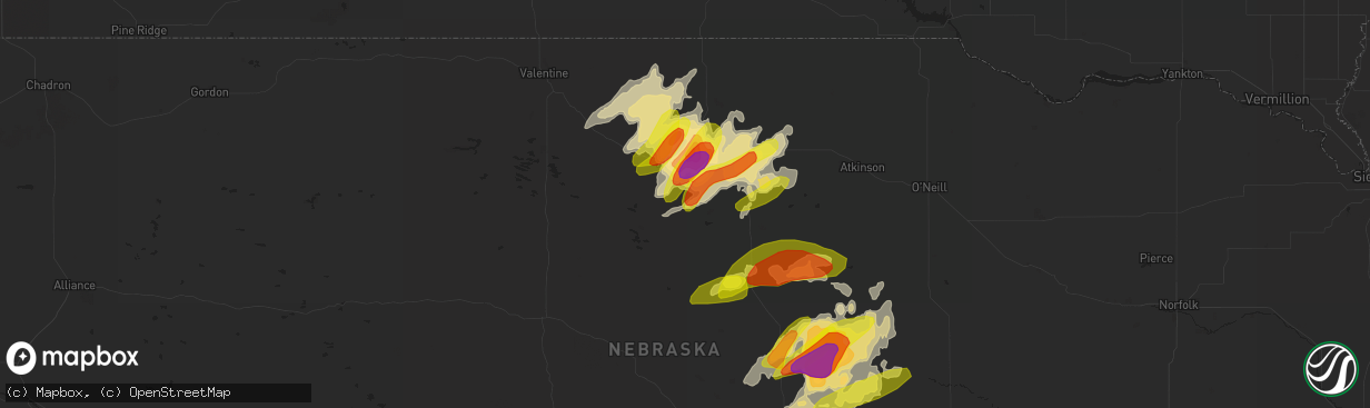 Hail map in Ainsworth, NE on June 1, 2018