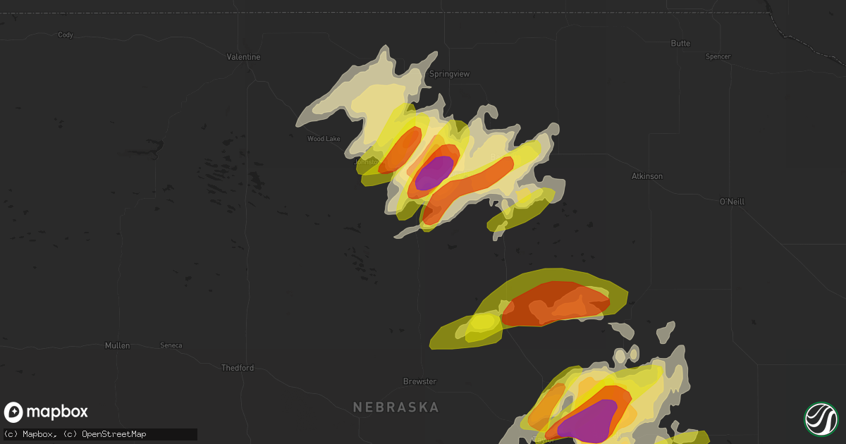 Hail map in Ainsworth, NE on June 1, 2018