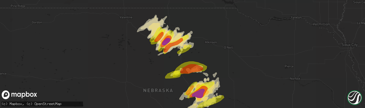 Hail map in Bassett, NE on June 1, 2018